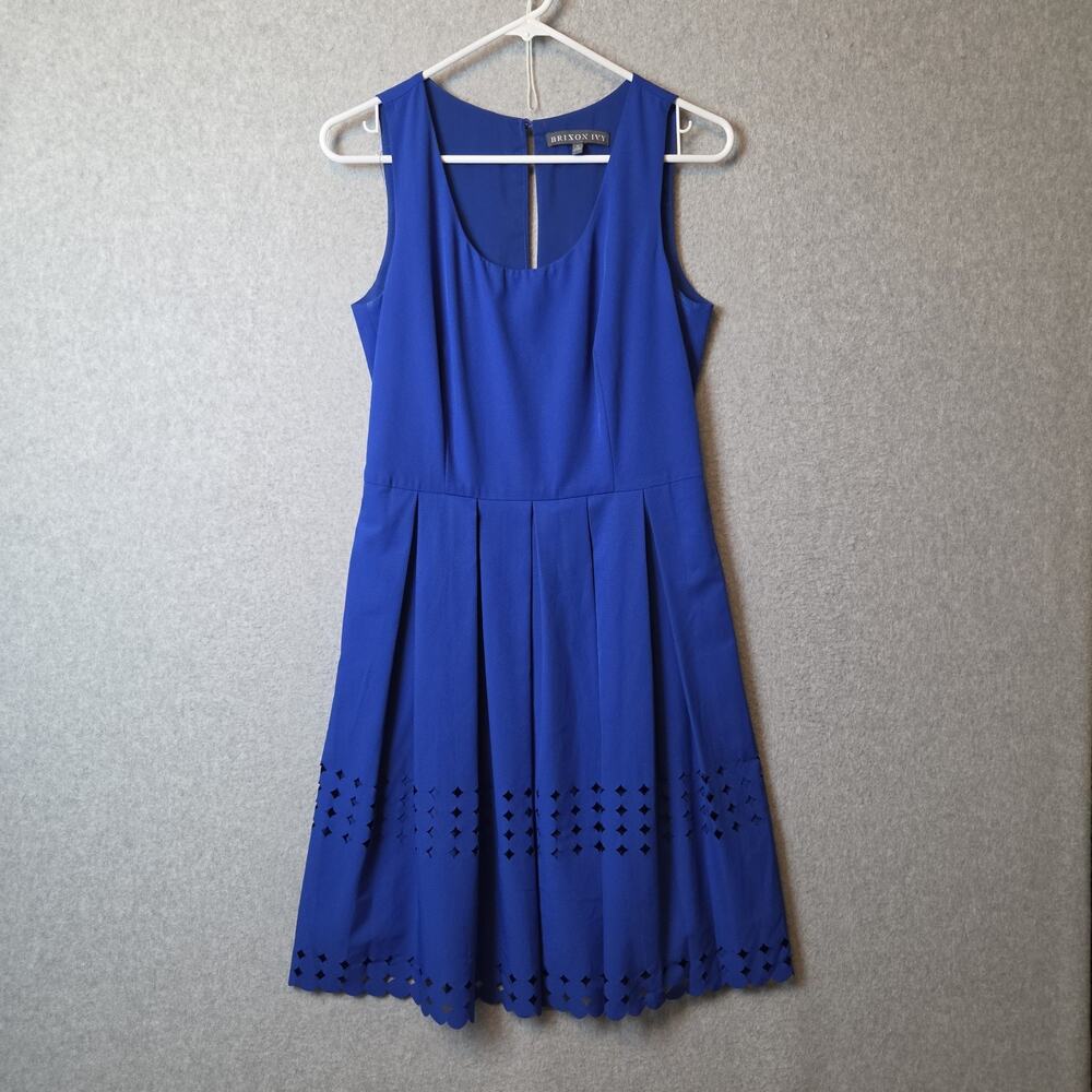 Brixon Ivy James Royal Blue Sleeveless Laser Cut Dress Women's Medium Lined